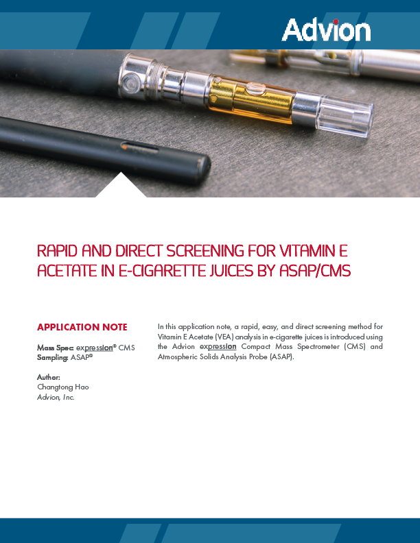 Rapid and Direct Screening for Vitamin E Acetate in E-Cigarette Juices by ASAP<sup>®</sup>/CMS