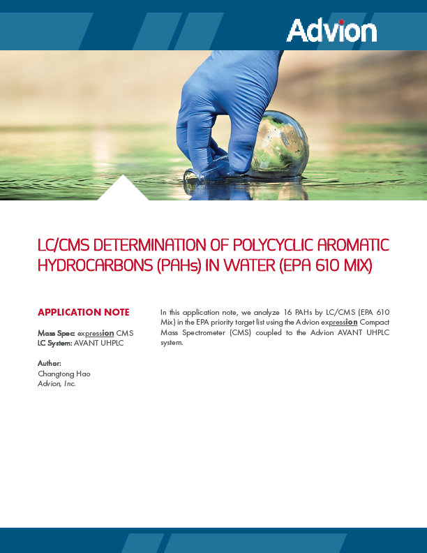 LC/CMS Determination of Polycyclic Aromatic Hydrocarbons (PAHS) in Water (EPA 610 Mix)