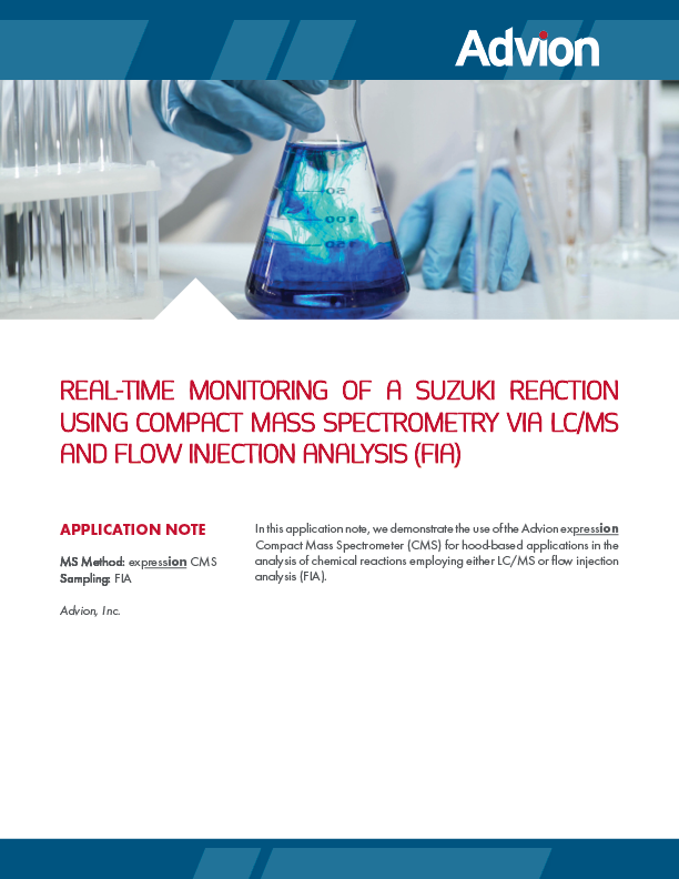 Surveillance en temps réel de la réaction de Suzuki par spectrométrie de masse compacte via LC / MS et analyse d'injection en flux (FIA) / MS