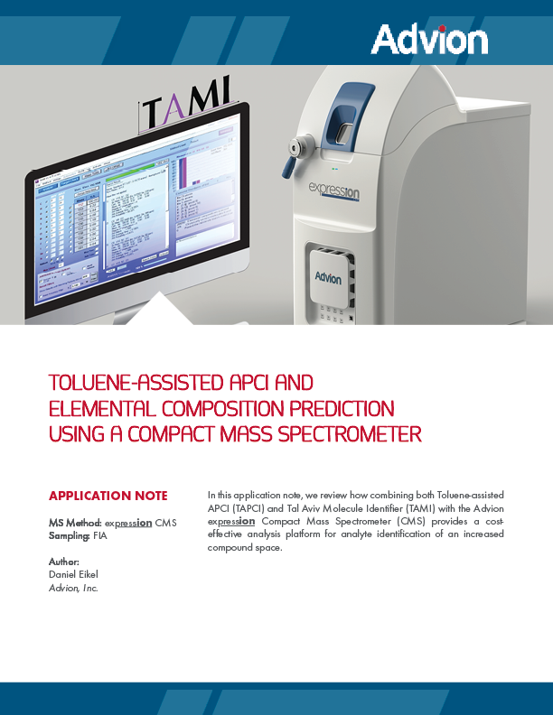 Toluene-Assisted APCI and Elemental Composition Prediction Using a Compact Mass Spectrometer