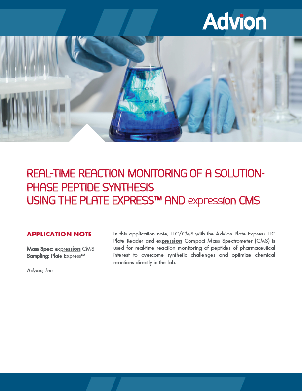 Monitoreo de la reacción en tiempo real de una síntesis de péptidos en fase de solución usando Plate Express ™ y ex press ion ® TLC/CMS