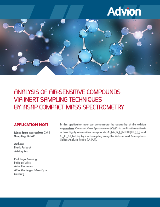 Analysis of Air-Sensitive Compounds via Inert Sampling Techniques by iASAP Compact Mass Spectrometry