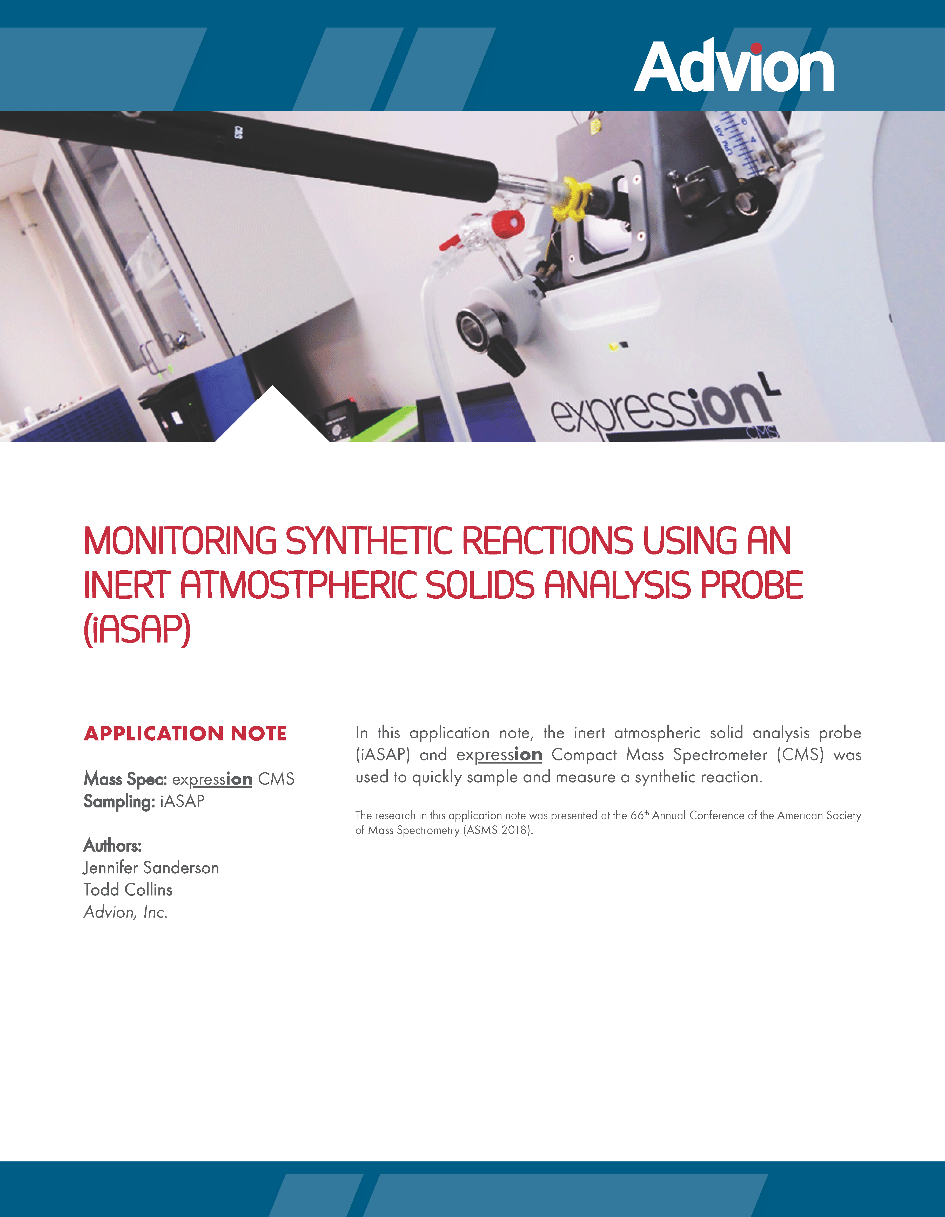 Monitoring Synthetic Reactions Using an inert Atmospheric Solids Analysis Probe (iASAP)