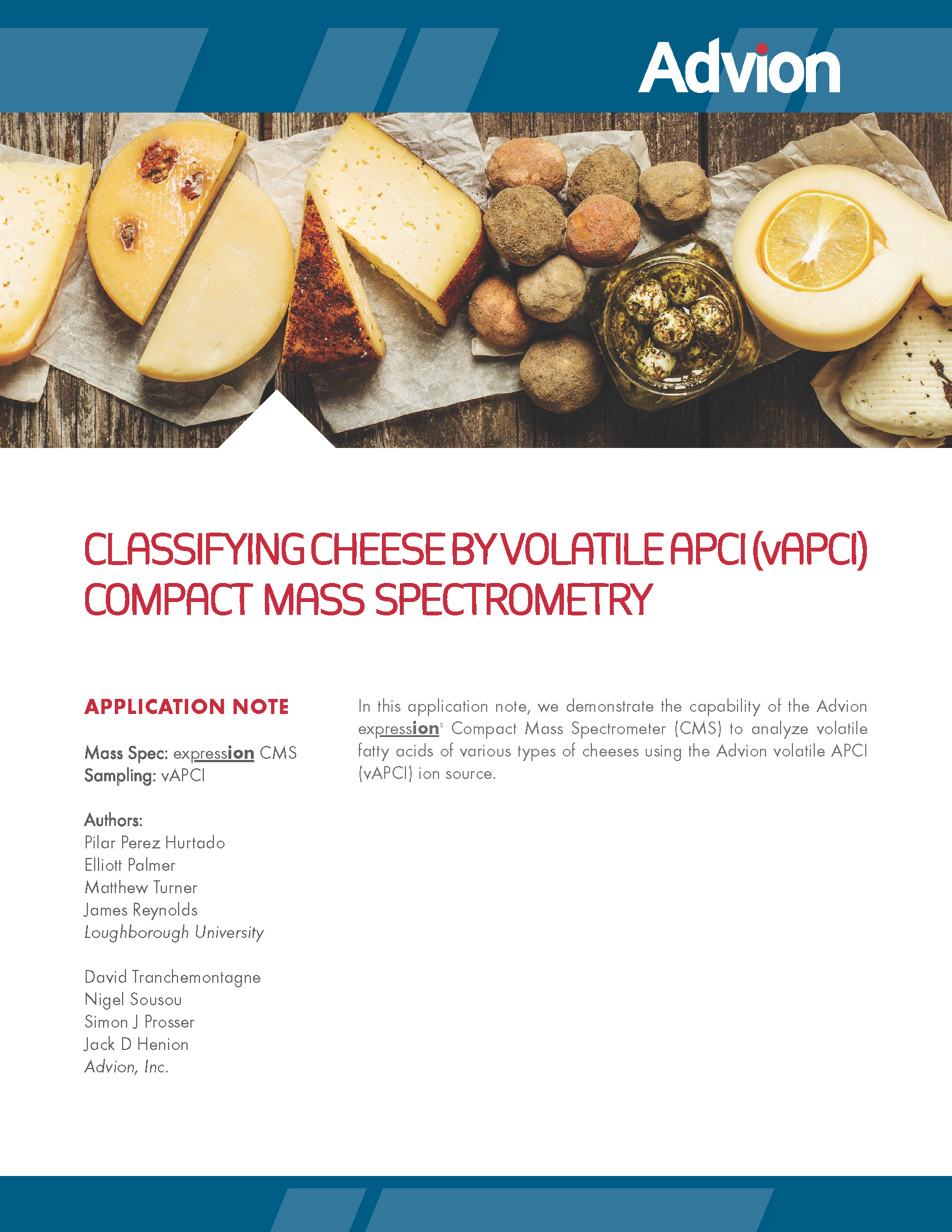 Classifying Cheeses by Volatile APCI (vAPCI) Compact Mass Spectrometry