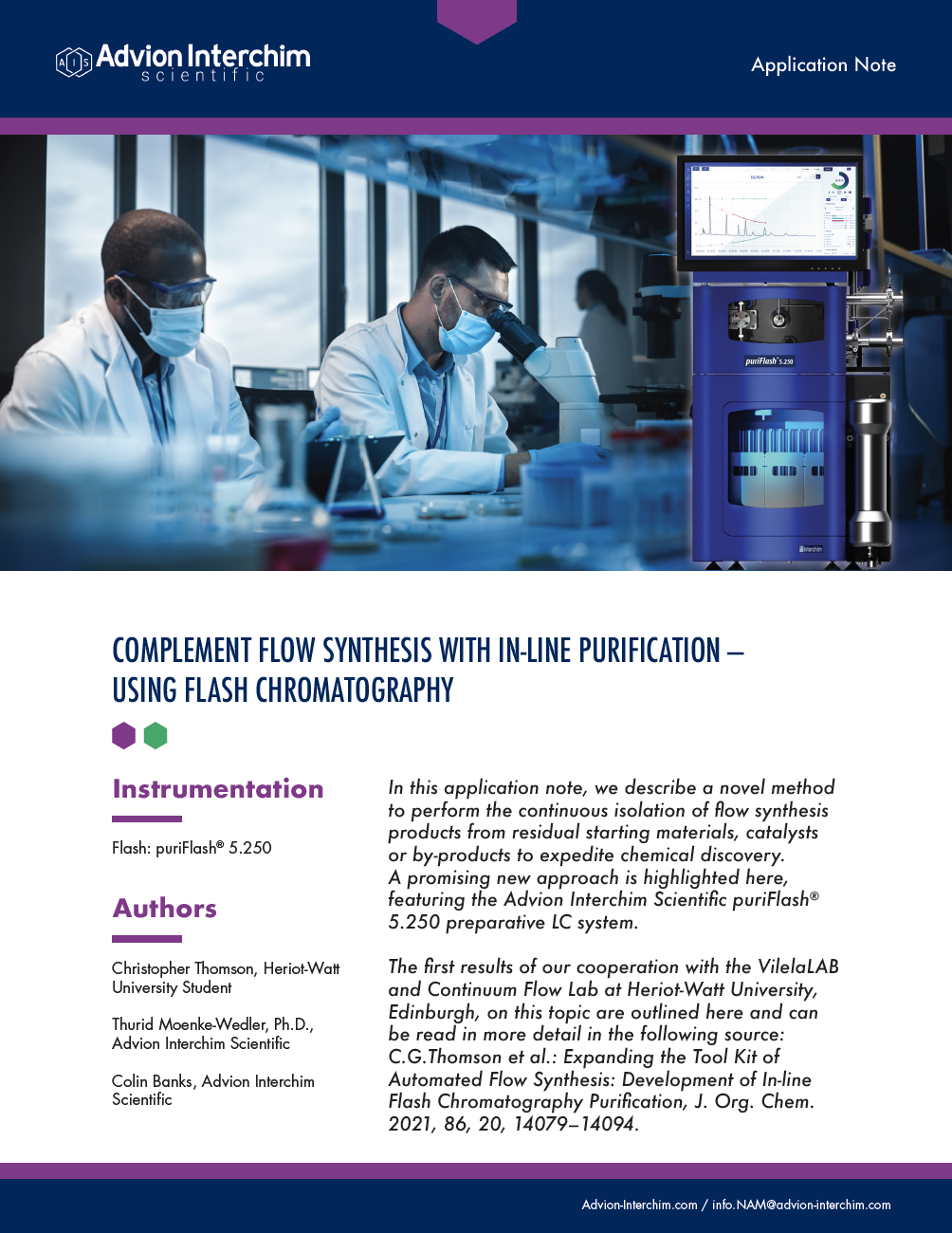 Complement Flow Synthesis With In-Line Purification Using Flash Chromatography