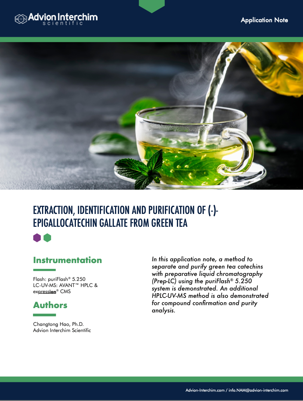 Extraction, Identification and Purification of (-)- Epigallocatechin Gallate From Green Tea