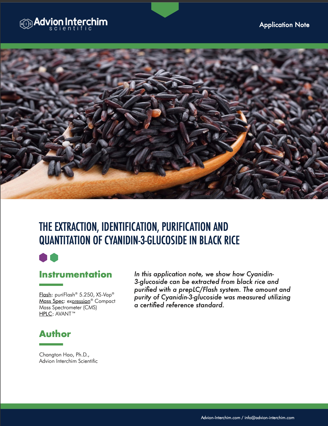 The Extraction, Identification, Purification and Quantitation of Cyanidin-3-glucoside in Black Rice