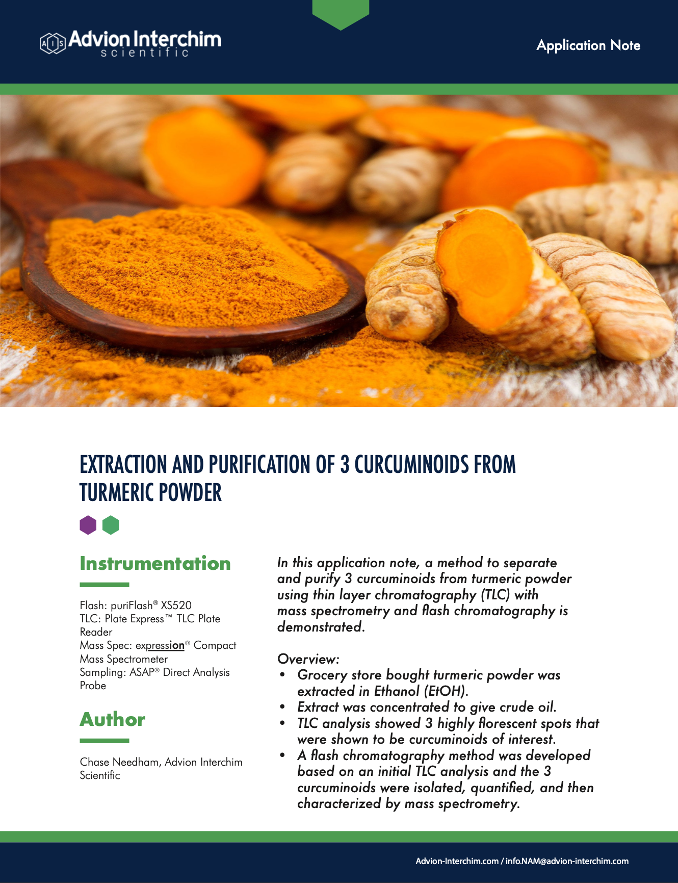 Extraction and Purification of 3 Curcuminoids from Turmeric Powder