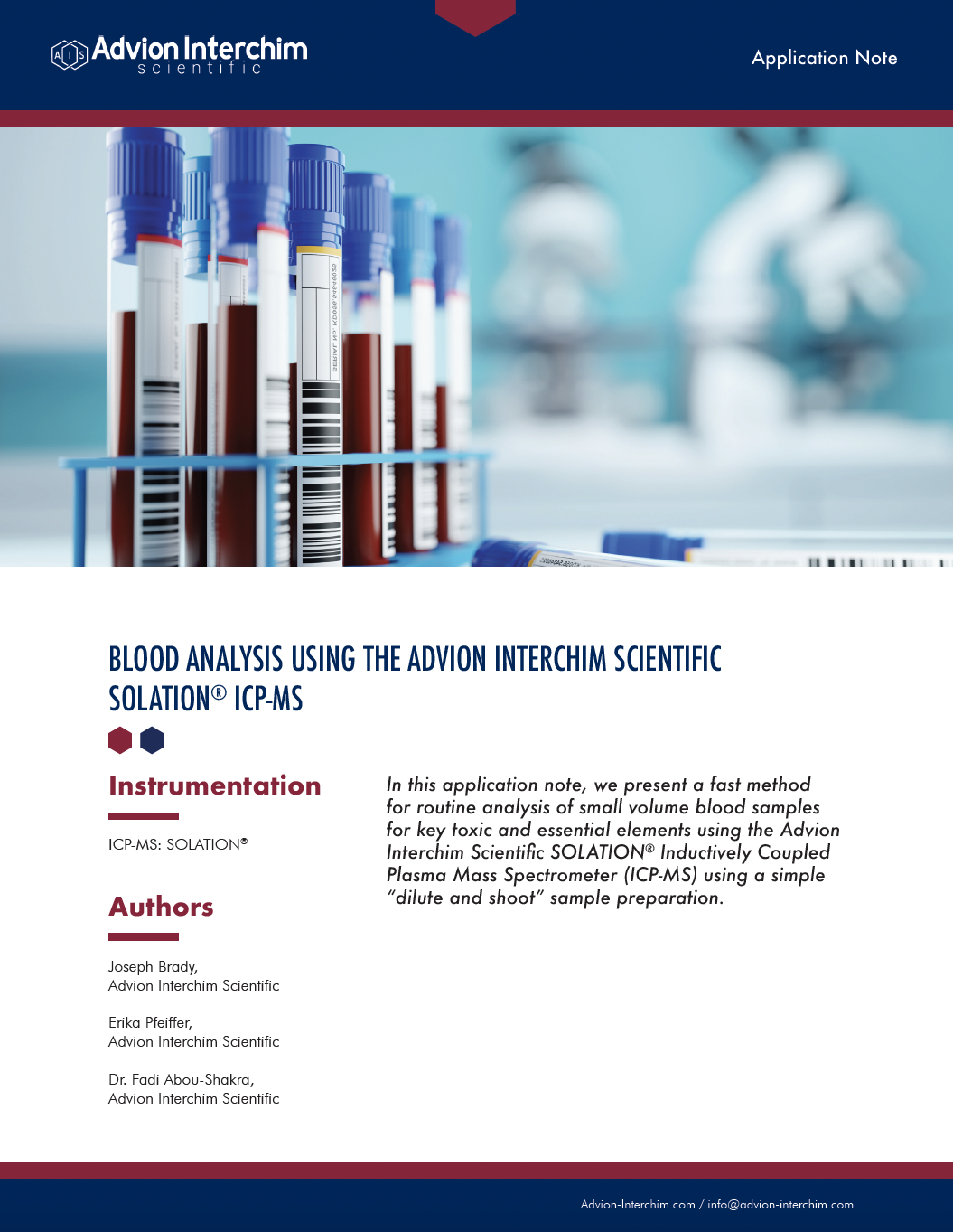 Analyse sanguine à l'aide de l'ICP-MS Advion Interchim Scientific ® SOLATION ®