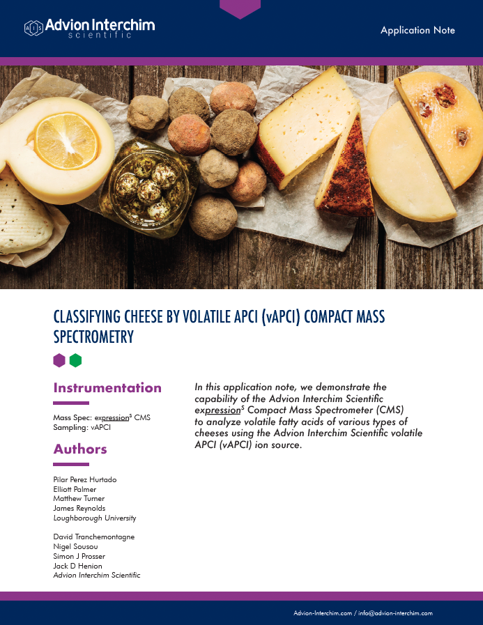 揮発性APCI（vAPCI）コンパクト質量分析によるチーズの分類
