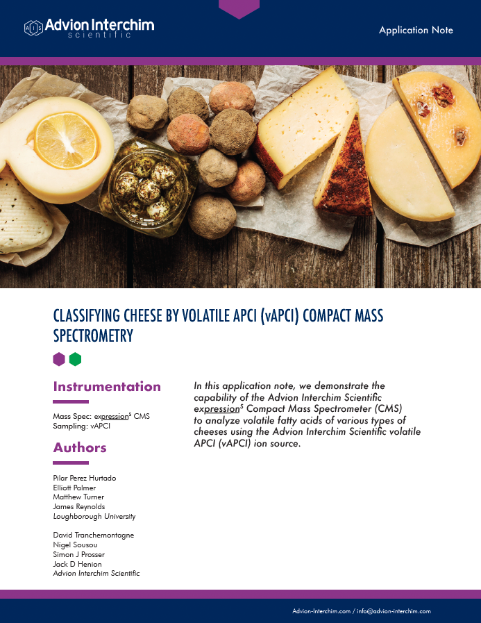 Classifying Cheeses by Volatile APCI (vAPCI) Compact Mass Spectrometry