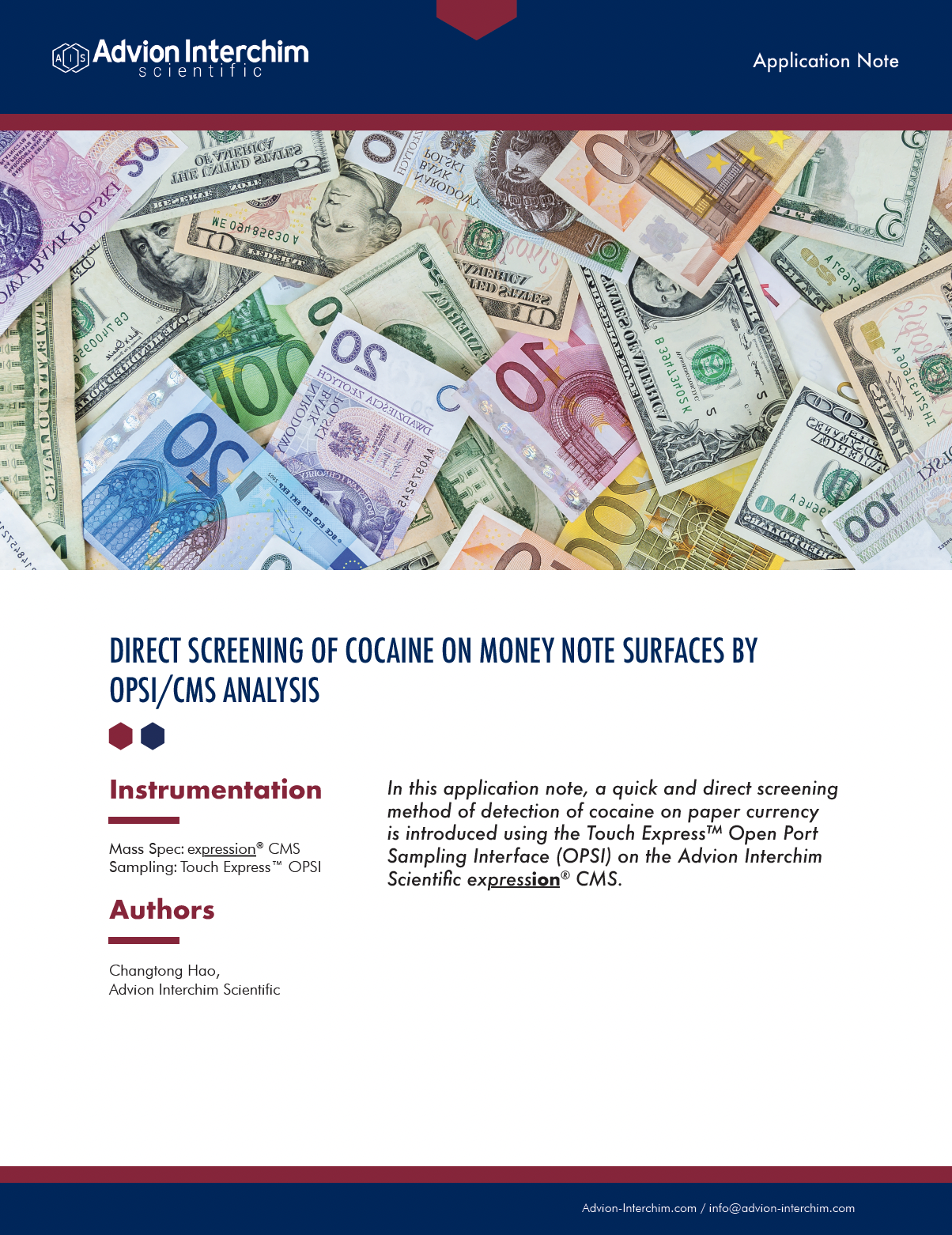 Direct Screening of Illicit Drugs on Paper Currency by OPSI/CMS Analysis