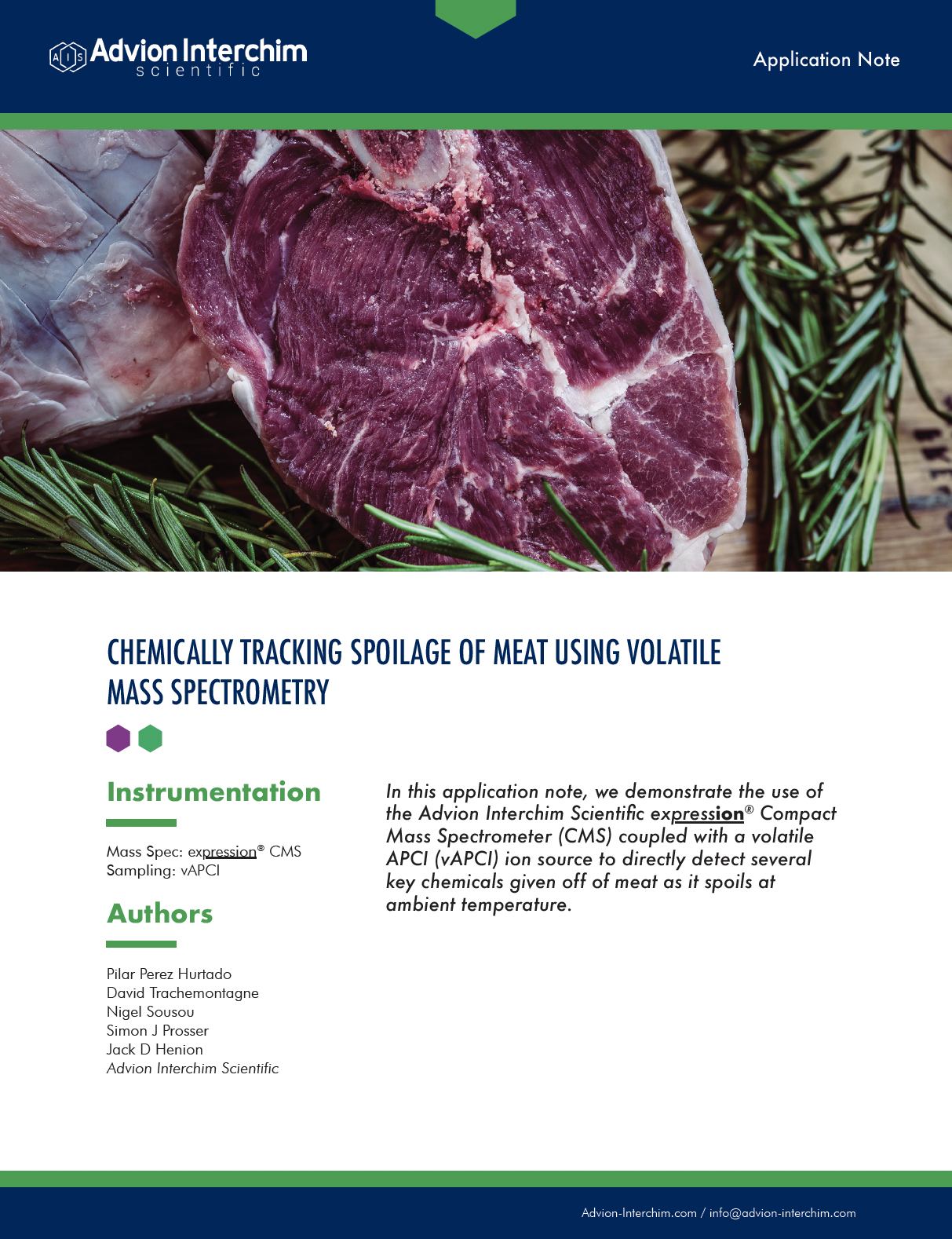 Chemically Tracking Spoilage of Meat Using Volatile Mass Spectrometry