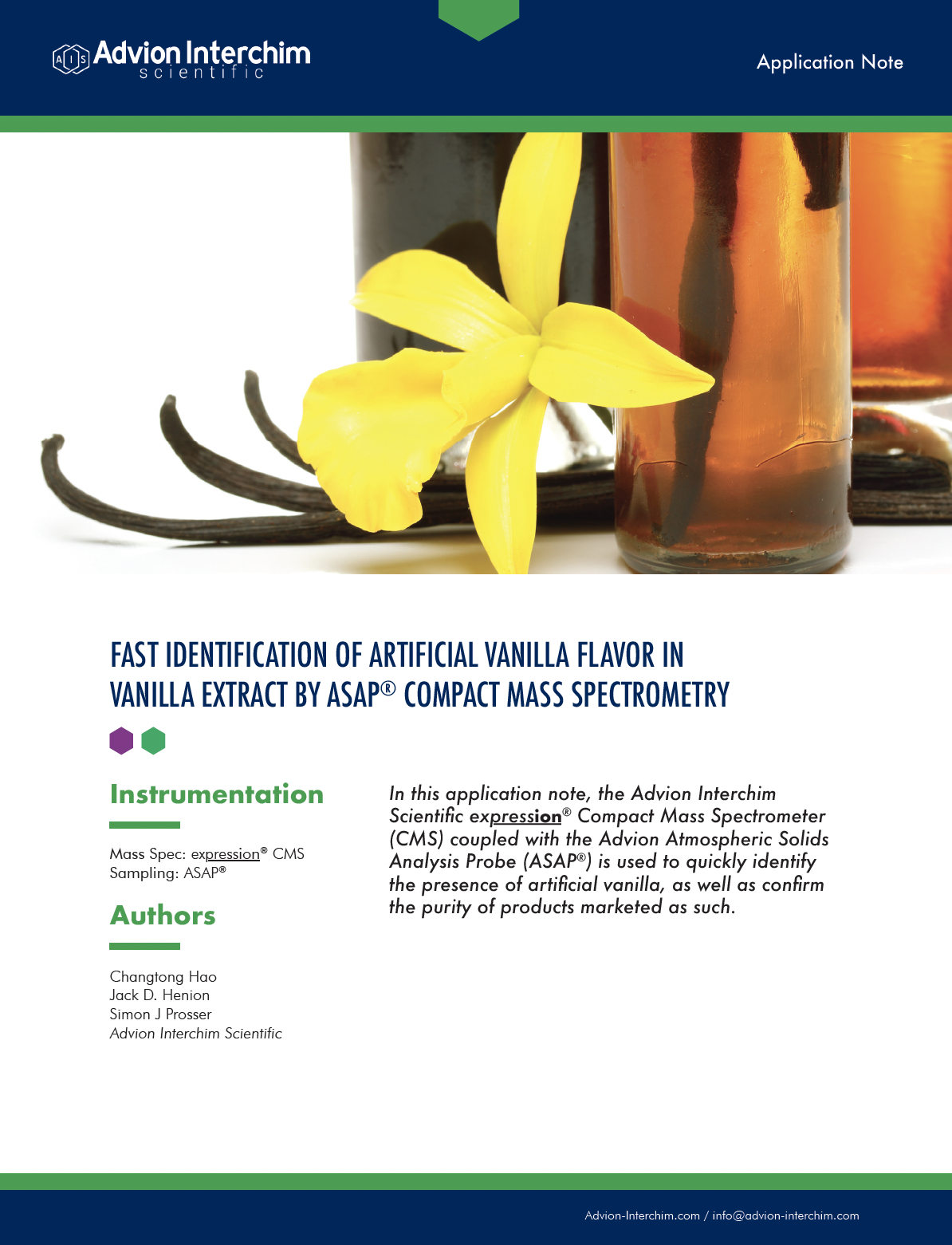 Fast Identification of Artificial Vanilla Flavor in Vanilla Extract by ASAP® Compact Mass Spectrometry
