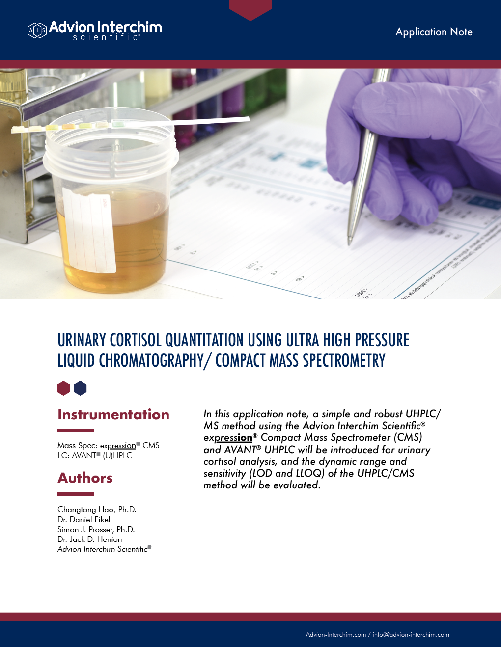 Quantification Du Cortisol Urinaire Par Chromatographie Liquide Ultra Haute Pression / Spectrométrie De Masse Compacte